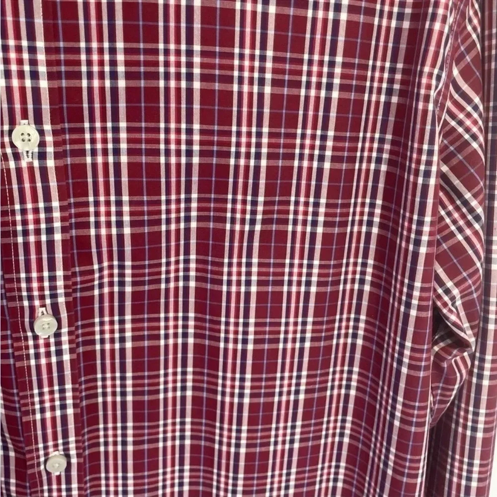 BUNDLE UNTUCKit Plaid Blue/Maroon Long Sleeve Cotton Button Down Tops - Picture 12 of 12